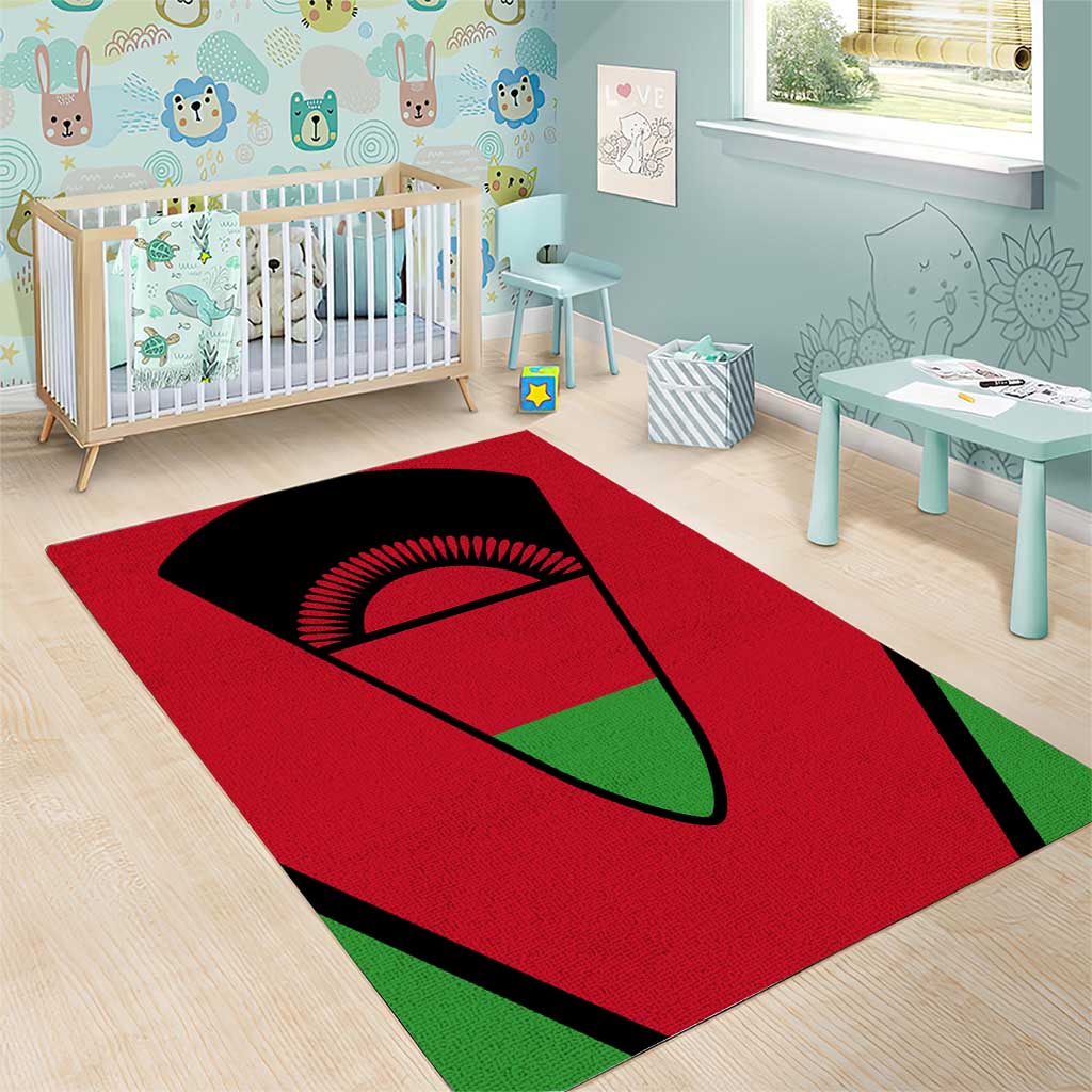 Malawi Flag Area Rug Colors Blended with National Emblem - Symbolic Design