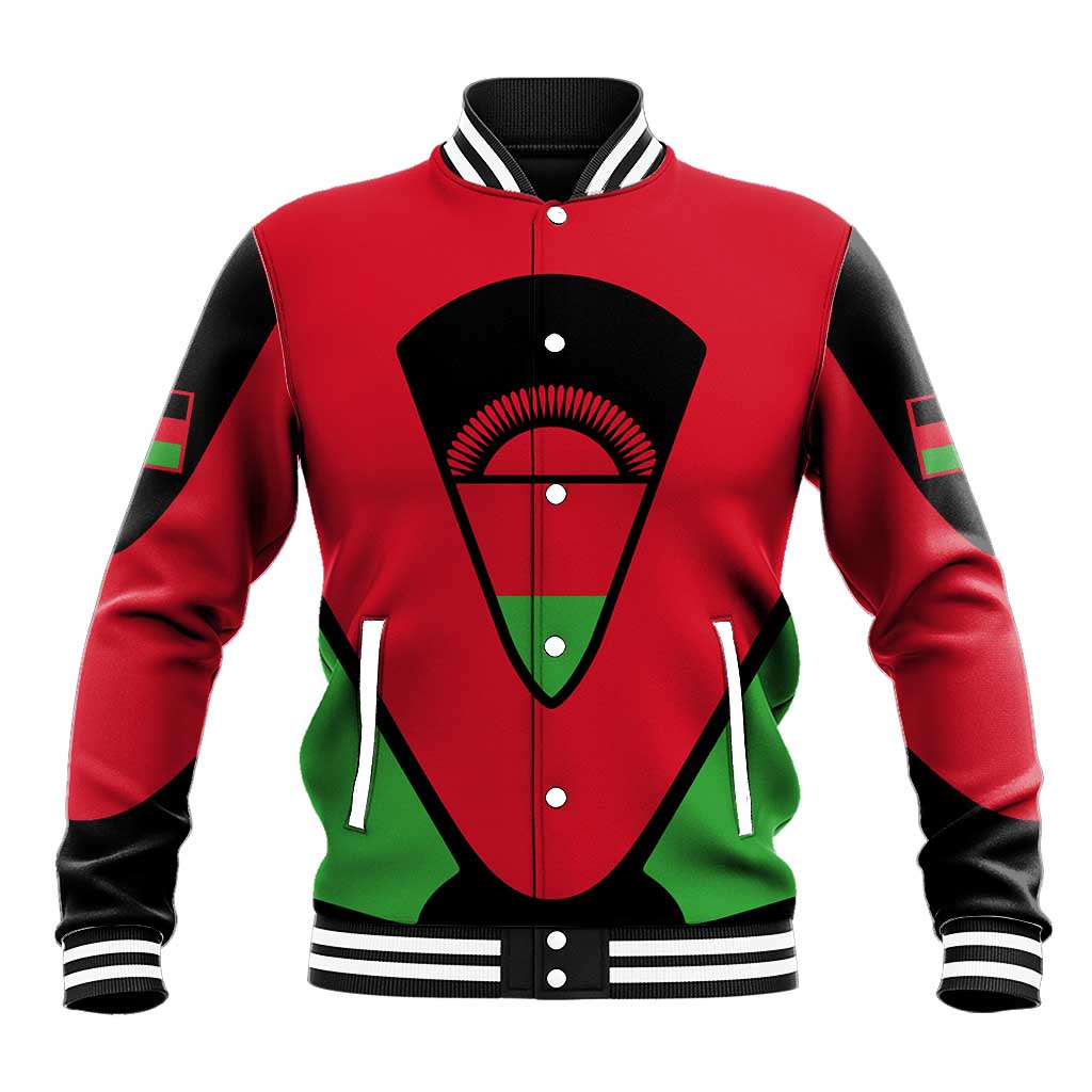 Malawi Flag Baseball Jacket Colors Blended with National Emblem - Symbolic Design