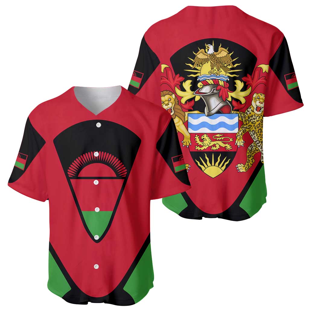 Malawi Flag Baseball Jersey Colors Blended with National Emblem - Symbolic Design