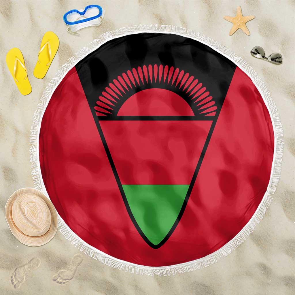 Malawi Flag Beach Blanket Colors Blended with National Emblem - Symbolic Design