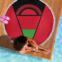 Malawi Flag Beach Blanket Colors Blended with National Emblem - Symbolic Design