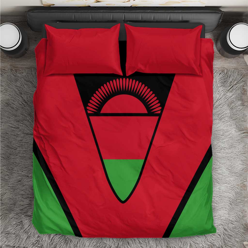 Malawi Flag Bedding Set Colors Blended with National Emblem - Symbolic Design