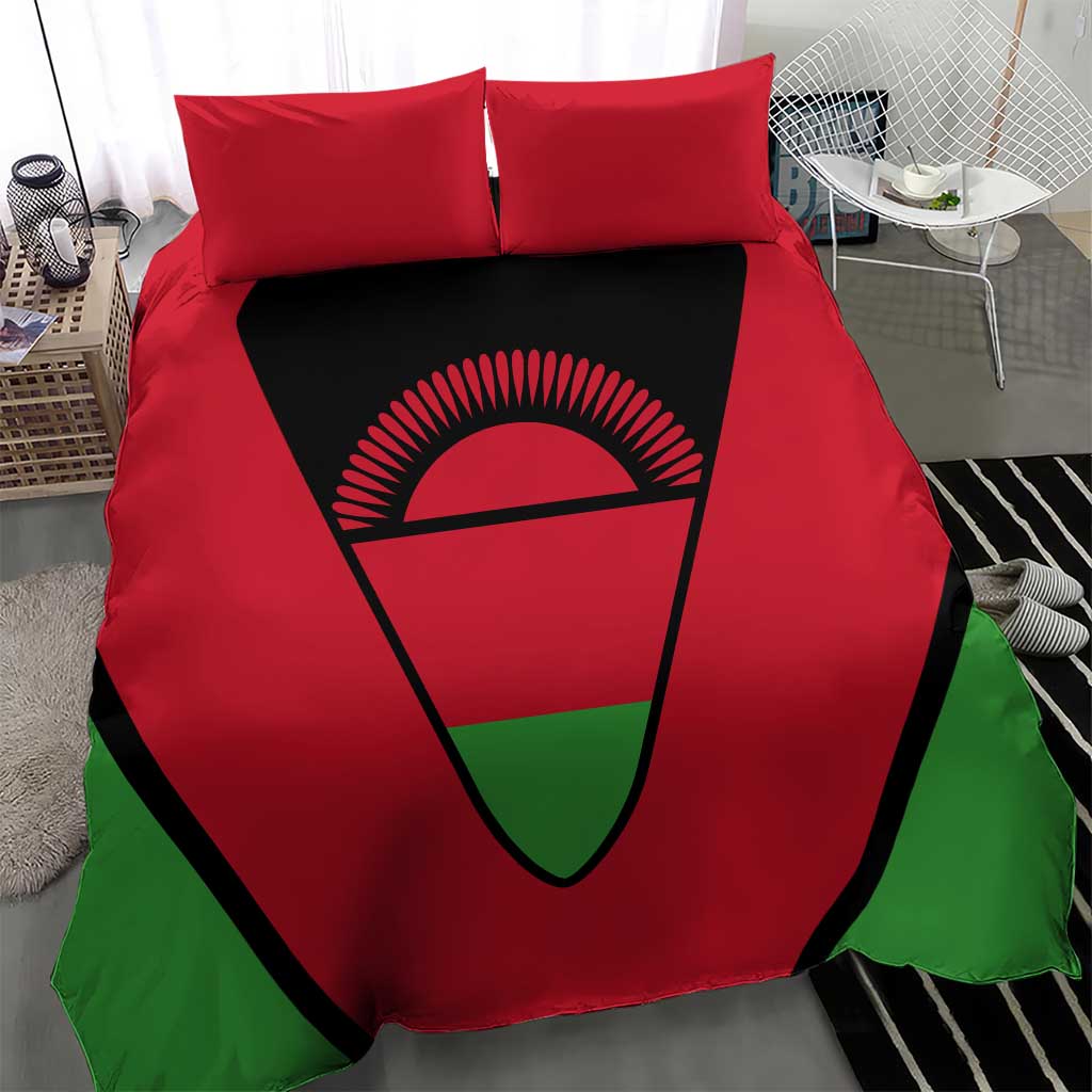 Malawi Flag Bedding Set Colors Blended with National Emblem - Symbolic Design