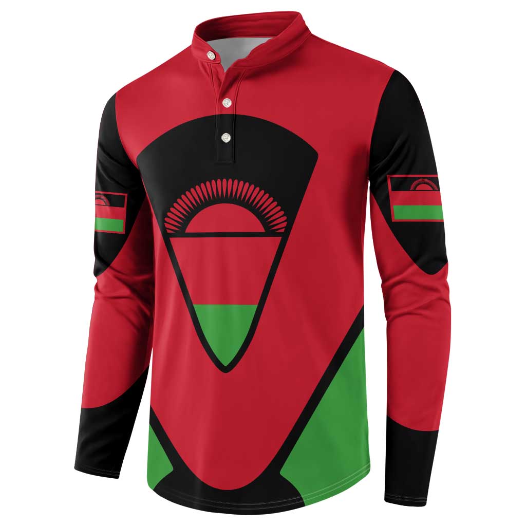 Malawi Flag Button Sweatshirt Colors Blended with National Emblem - Symbolic Design