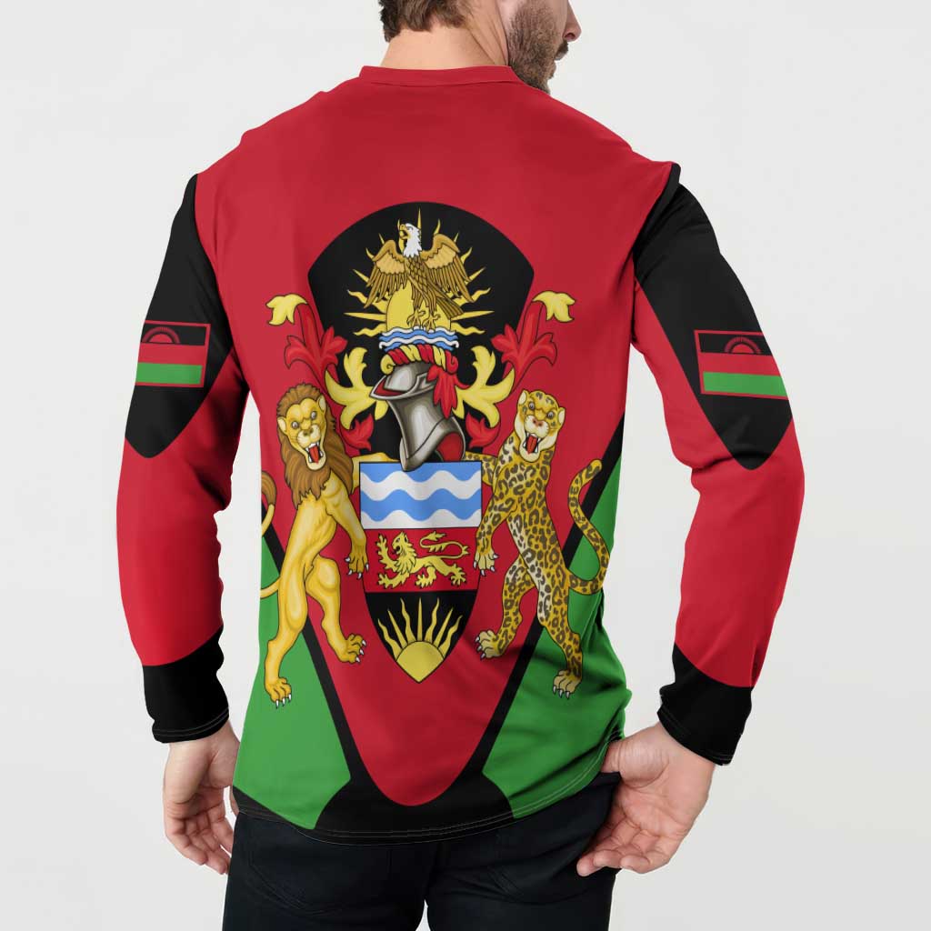 Malawi Flag Button Sweatshirt Colors Blended with National Emblem - Symbolic Design