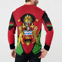 Malawi Flag Button Sweatshirt Colors Blended with National Emblem - Symbolic Design