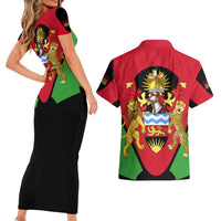 Malawi Flag Couples Matching Short Sleeve Bodycon Dress and Hawaiian Shirt Colors Blended with National Emblem - Symbolic Design