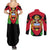 Malawi Flag Couples Matching Summer Maxi Dress and Long Sleeve Button Shirt Colors Blended with National Emblem - Symbolic Design