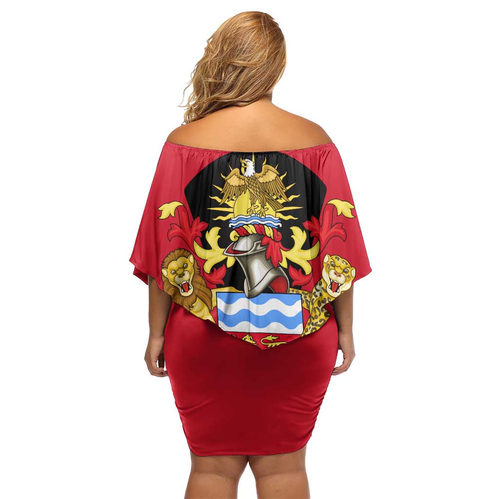 Malawi Flag Family Matching Off Shoulder Short Dress and Hawaiian Shirt Colors Blended with National Emblem - Symbolic Design