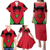 Malawi Flag Family Matching Puletasi and Hawaiian Shirt Colors Blended with National Emblem - Symbolic Design