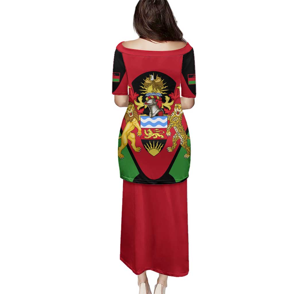 Malawi Flag Family Matching Puletasi and Hawaiian Shirt Colors Blended with National Emblem - Symbolic Design