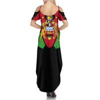 Malawi Flag Family Matching Summer Maxi Dress and Hawaiian Shirt Colors Blended with National Emblem - Symbolic Design