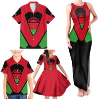 Malawi Flag Family Matching Tank Maxi Dress and Hawaiian Shirt Colors Blended with National Emblem - Symbolic Design