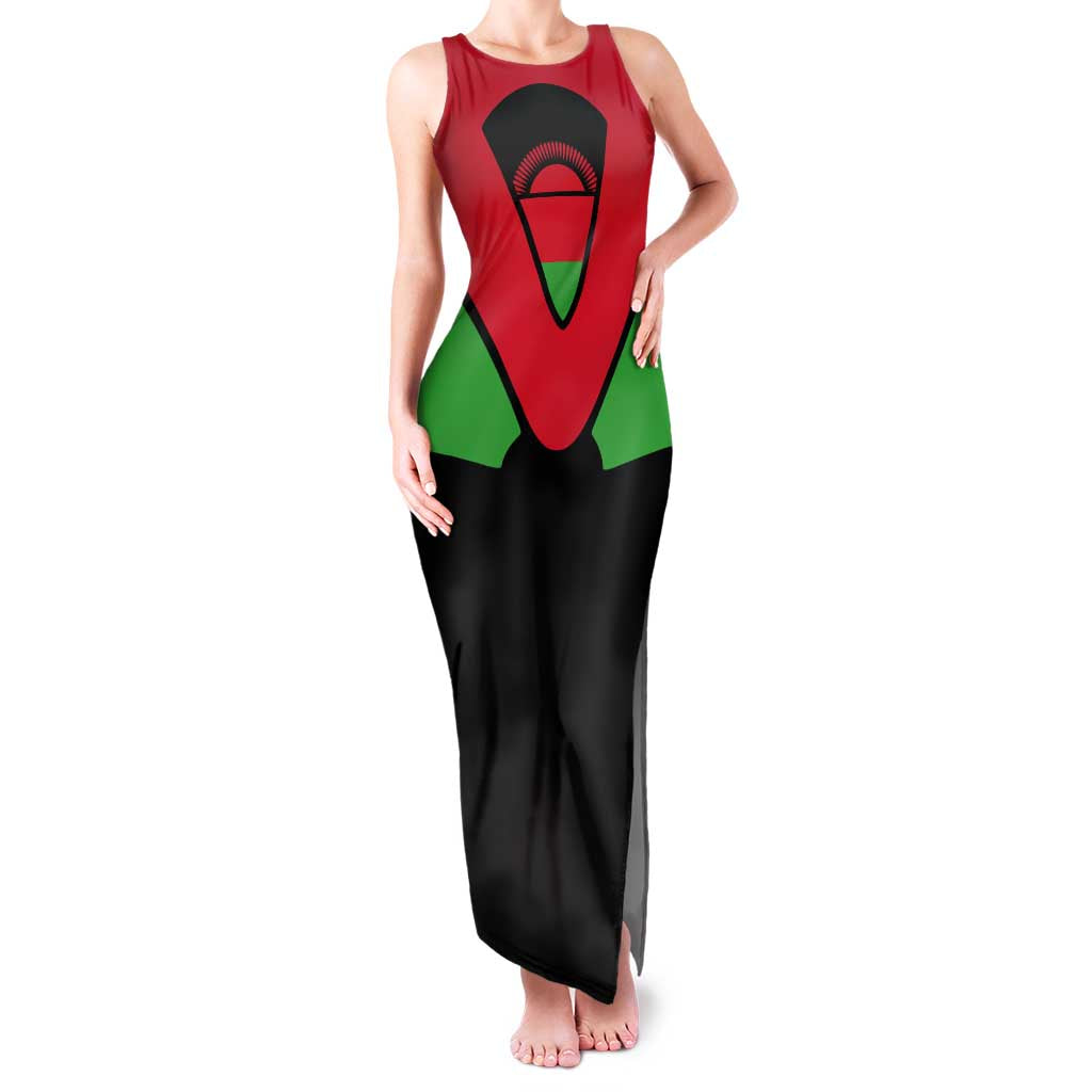 Malawi Flag Family Matching Tank Maxi Dress and Hawaiian Shirt Colors Blended with National Emblem - Symbolic Design