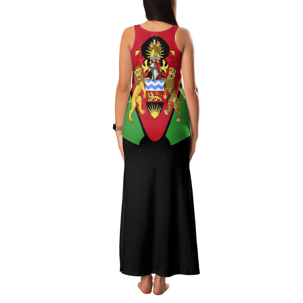 Malawi Flag Family Matching Tank Maxi Dress and Hawaiian Shirt Colors Blended with National Emblem - Symbolic Design