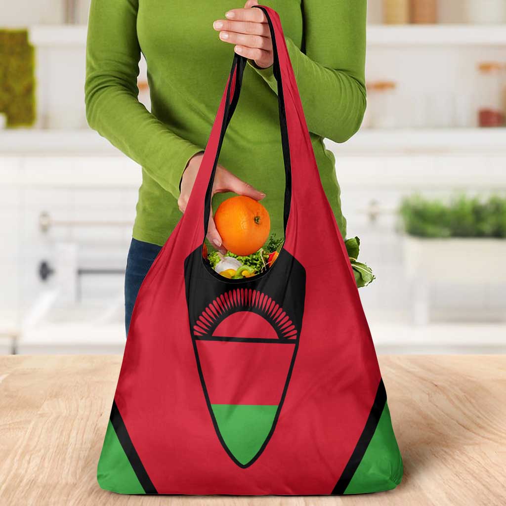 Malawi Flag Grocery Bag Colors Blended with National Emblem - Symbolic Design