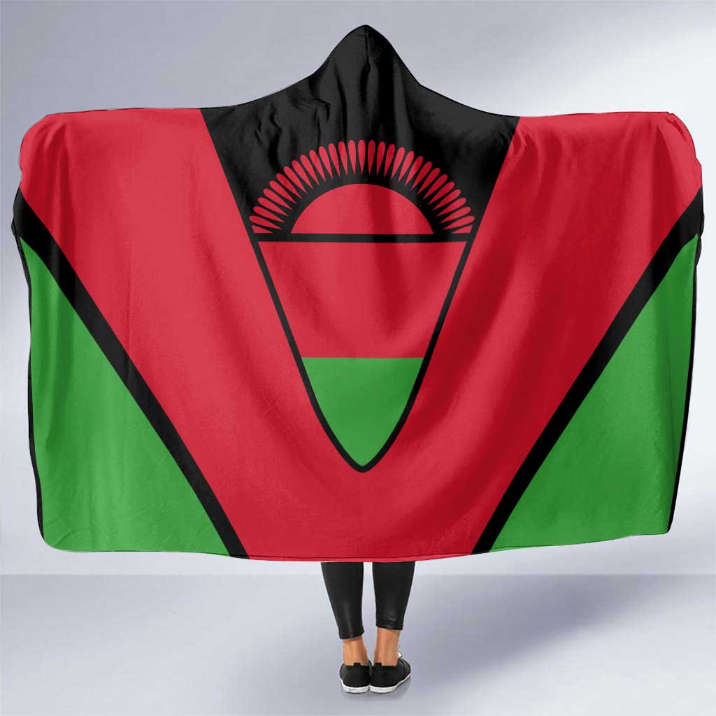 Malawi Flag Hooded Blanket Colors Blended with National Emblem - Symbolic Design