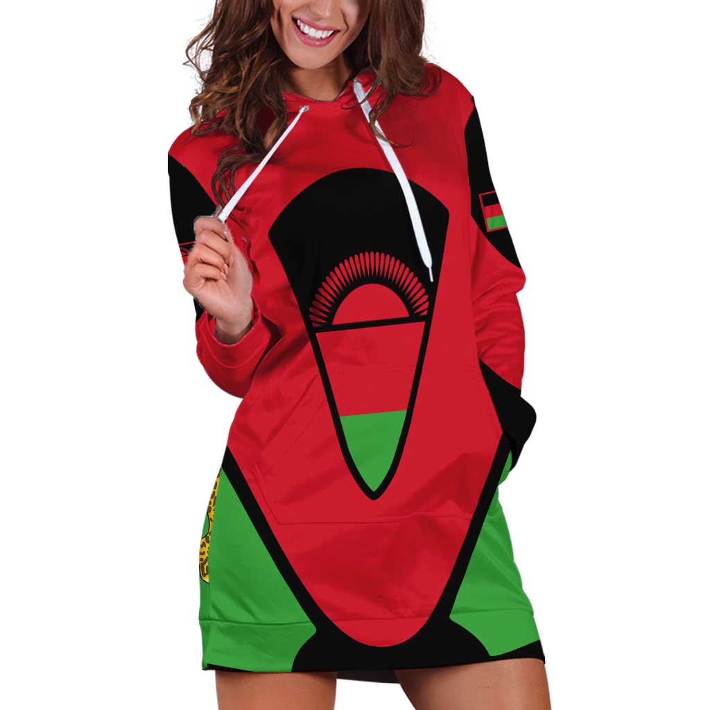 Malawi Flag Hoodie Dress Colors Blended with National Emblem - Symbolic Design