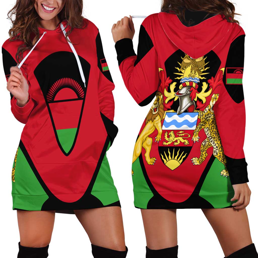 Malawi Flag Hoodie Dress Colors Blended with National Emblem - Symbolic Design