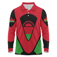 Malawi Flag Long Sleeve Polo Shirt Colors Blended with National Emblem - Symbolic Design