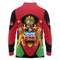 Malawi Flag Long Sleeve Polo Shirt Colors Blended with National Emblem - Symbolic Design