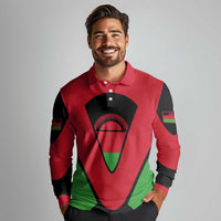 Malawi Flag Long Sleeve Polo Shirt Colors Blended with National Emblem - Symbolic Design