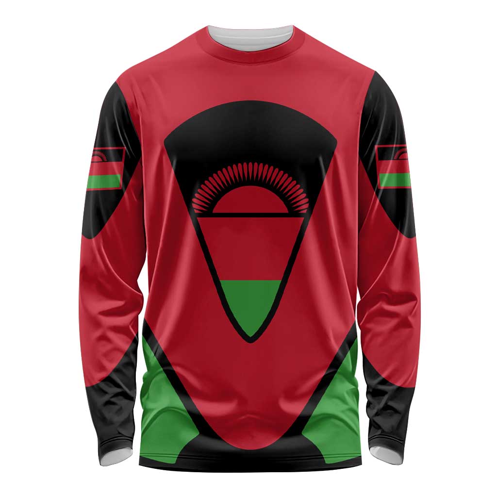 Malawi Flag Long Sleeve Shirt Colors Blended with National Emblem - Symbolic Design