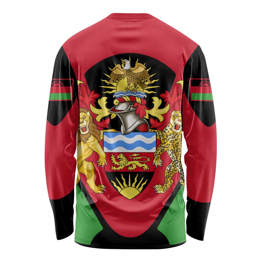 Malawi Flag Long Sleeve Shirt Colors Blended with National Emblem - Symbolic Design
