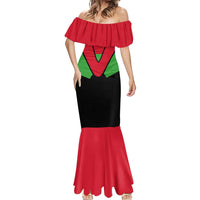 Malawi Flag Mermaid Dress Colors Blended with National Emblem - Symbolic Design