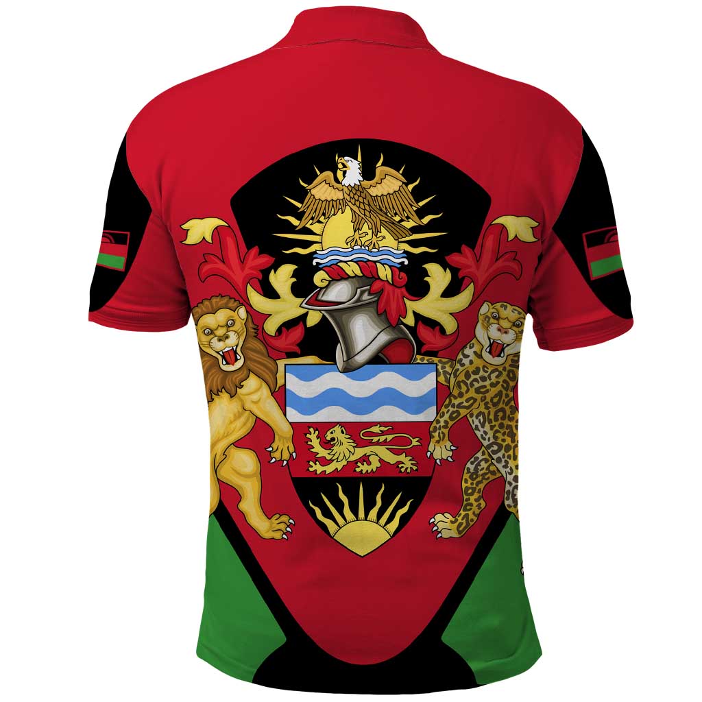 Malawi Flag Polo Shirt Colors Blended with National Emblem - Symbolic Design