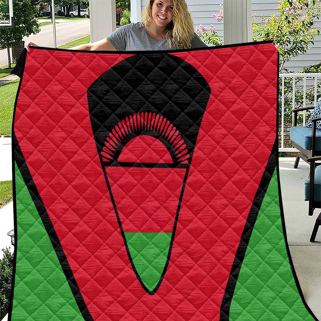 Malawi Flag Quilt Colors Blended with National Emblem - Symbolic Design