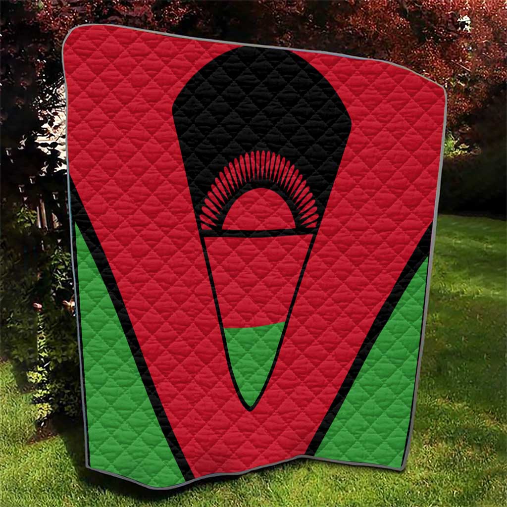 Malawi Flag Quilt Colors Blended with National Emblem - Symbolic Design