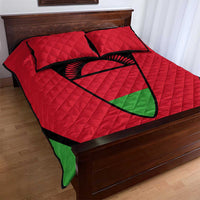 Malawi Flag Quilt Bed Set Colors Blended with National Emblem - Symbolic Design