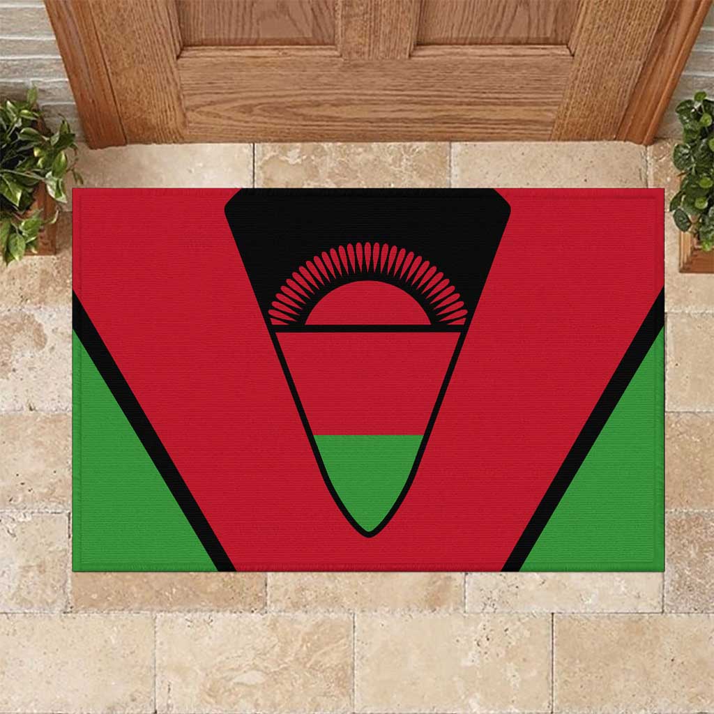 Malawi Flag Rubber Doormat Colors Blended with National Emblem - Symbolic Design