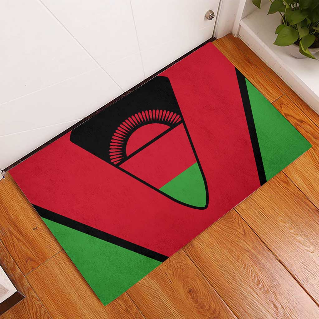 Malawi Flag Rubber Doormat Colors Blended with National Emblem - Symbolic Design