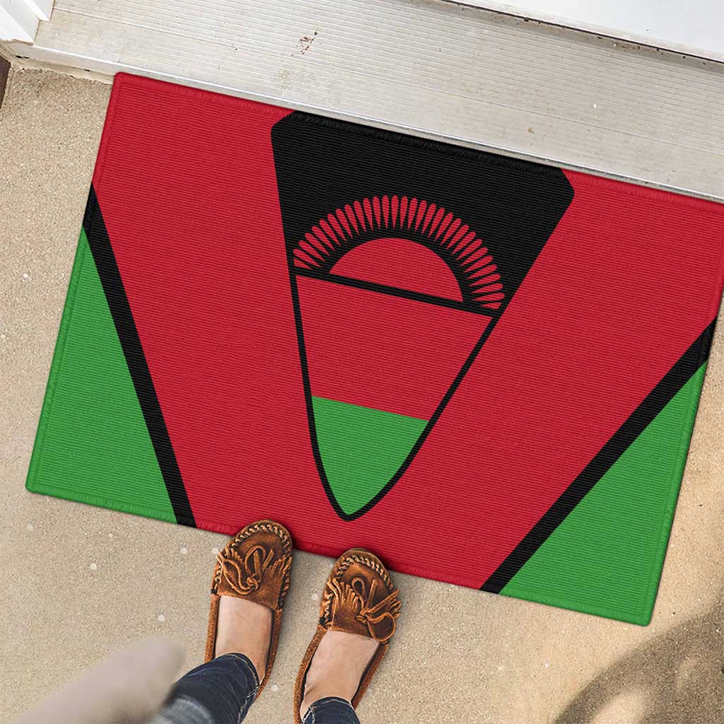 Malawi Flag Rubber Doormat Colors Blended with National Emblem - Symbolic Design
