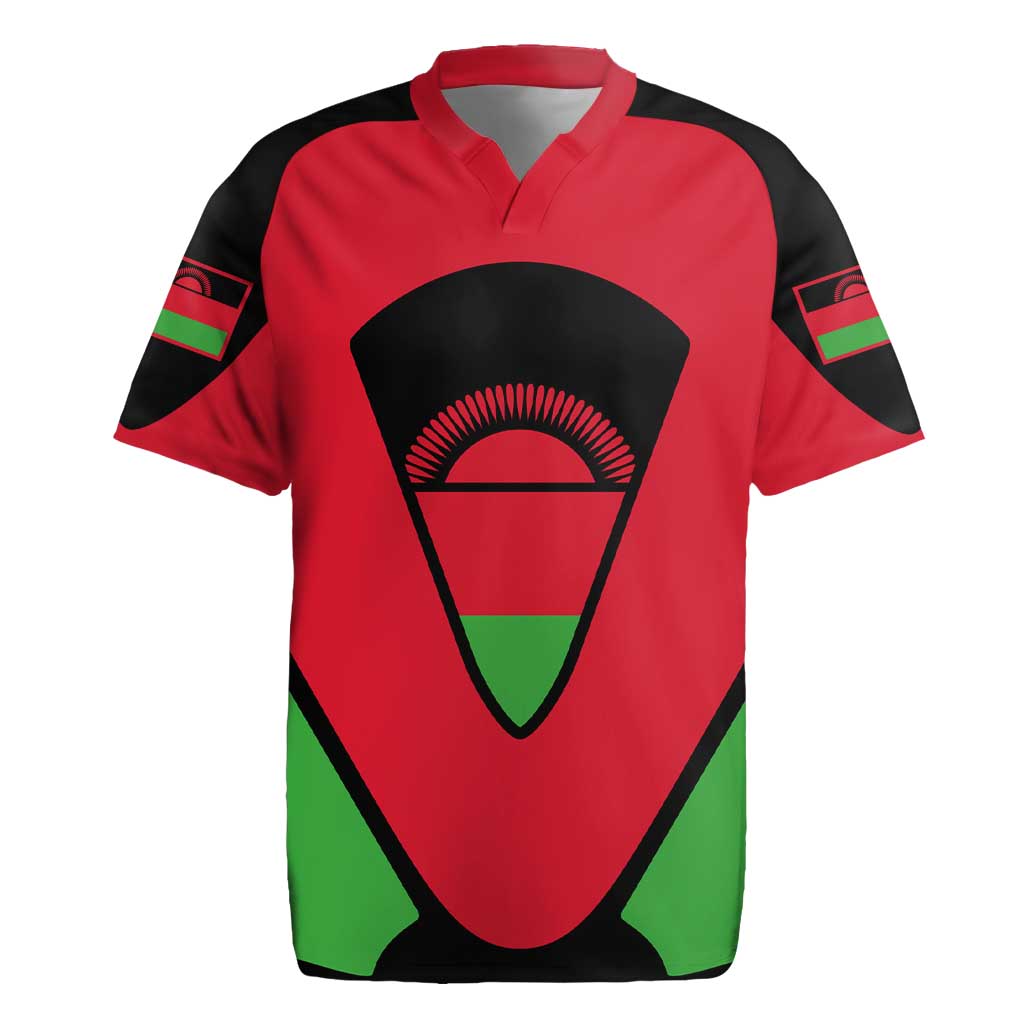 Malawi Flag Rugby Jersey Colors Blended with National Emblem - Symbolic Design
