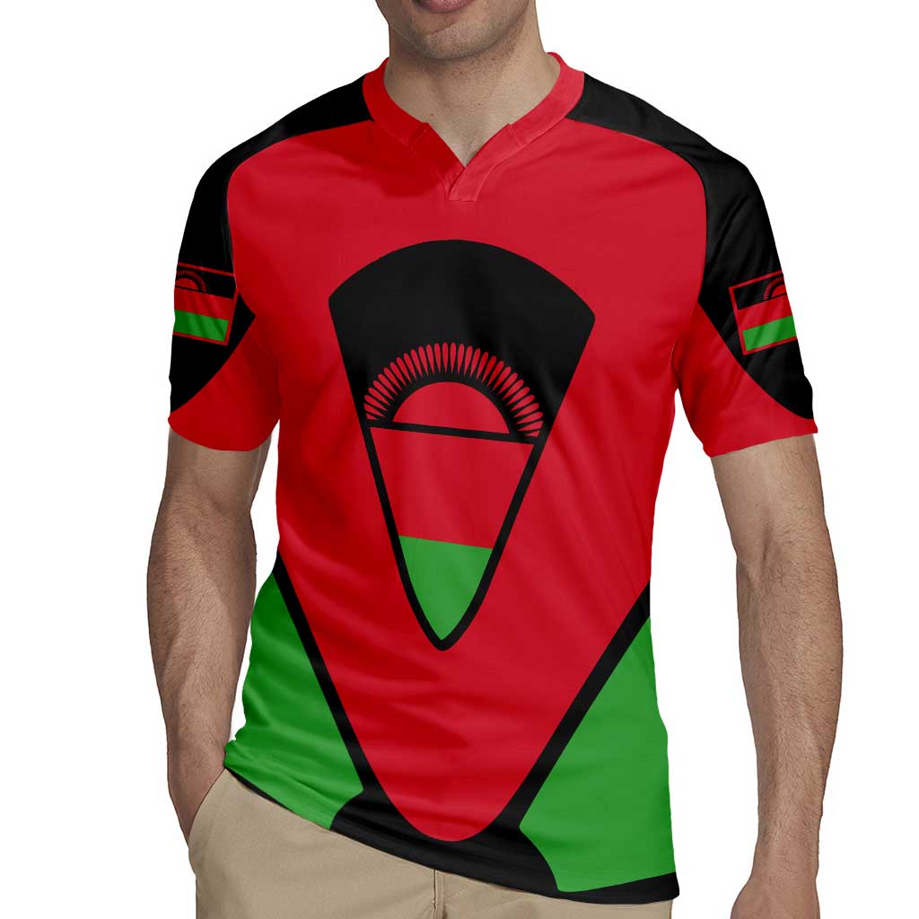 Malawi Flag Rugby Jersey Colors Blended with National Emblem - Symbolic Design