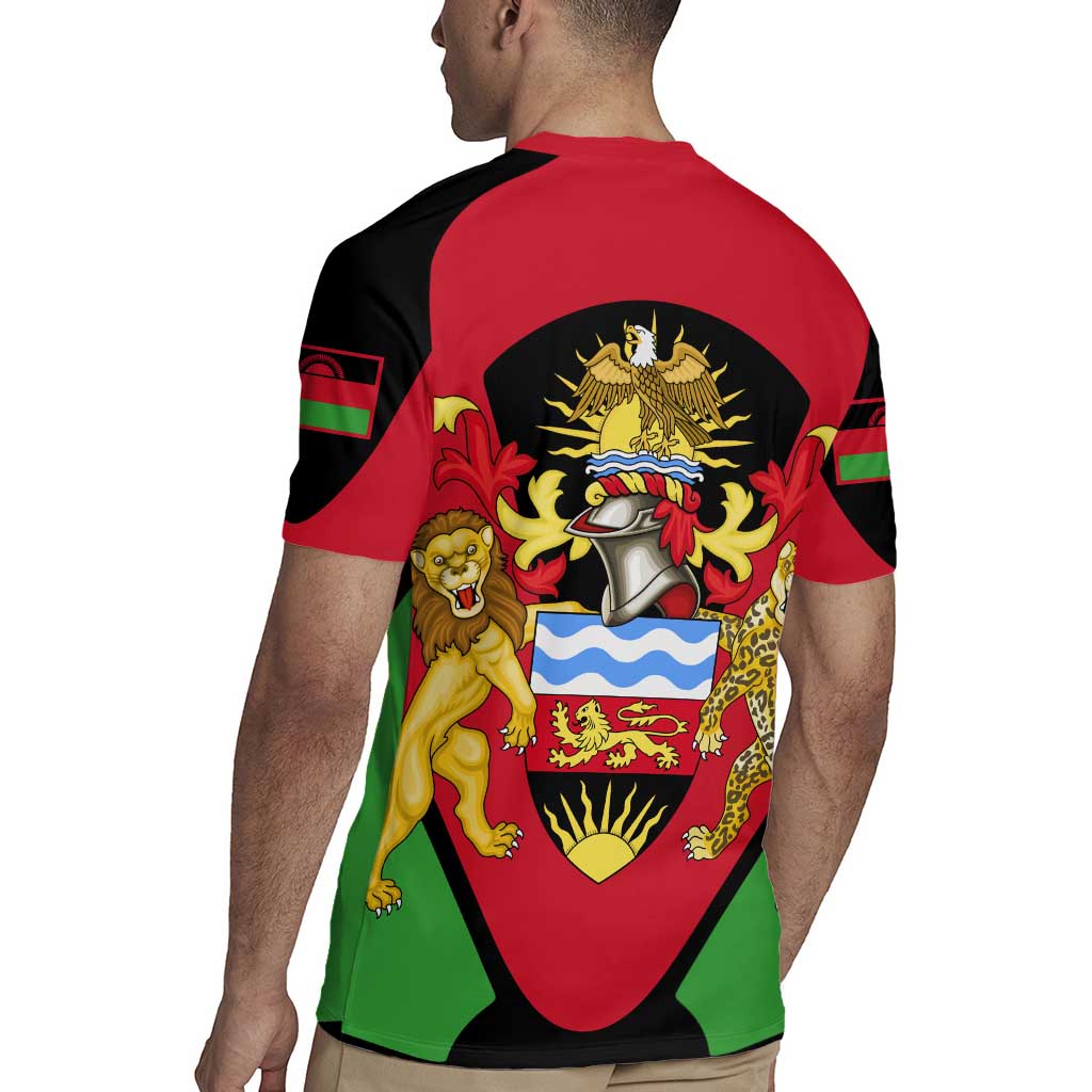 Malawi Flag Rugby Jersey Colors Blended with National Emblem - Symbolic Design