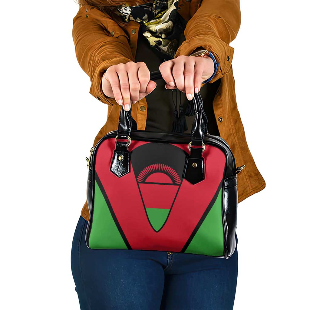 Malawi Flag Shoulder Handbag Colors Blended with National Emblem - Symbolic Design