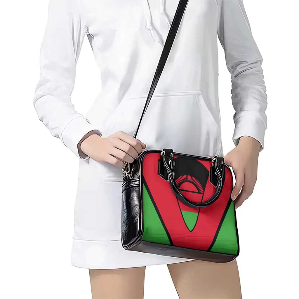 Malawi Flag Shoulder Handbag Colors Blended with National Emblem - Symbolic Design