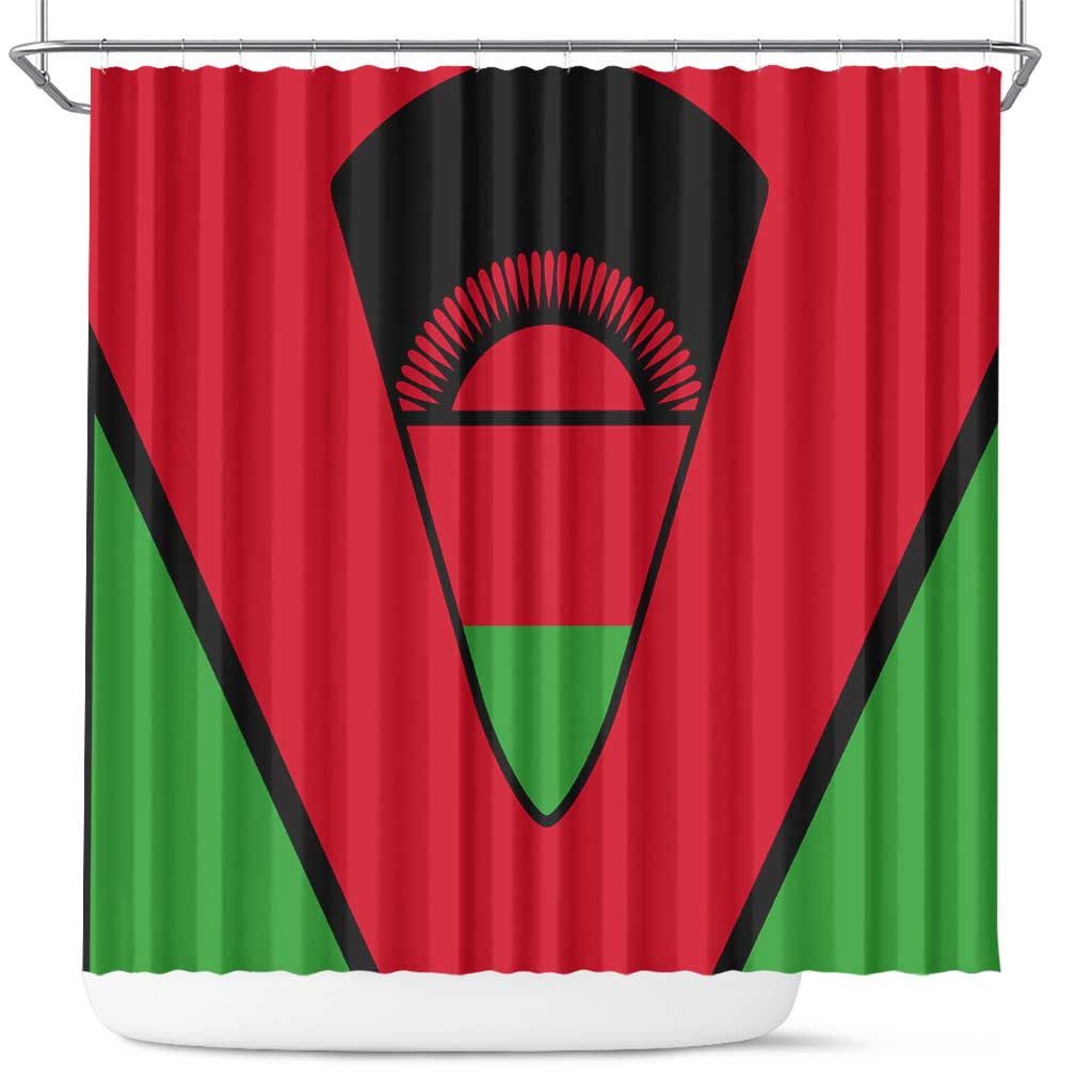Malawi Flag Shower Curtain Colors Blended with National Emblem - Symbolic Design