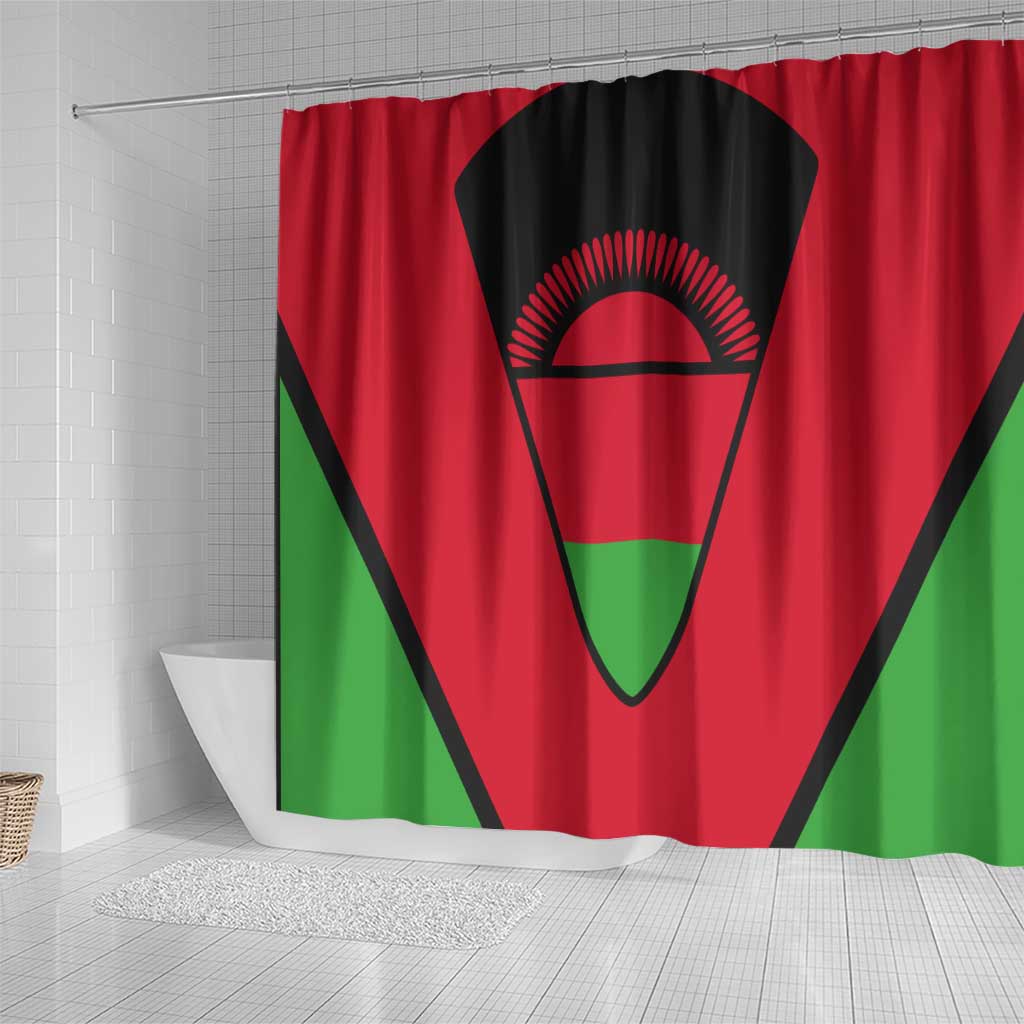 Malawi Flag Shower Curtain Colors Blended with National Emblem - Symbolic Design