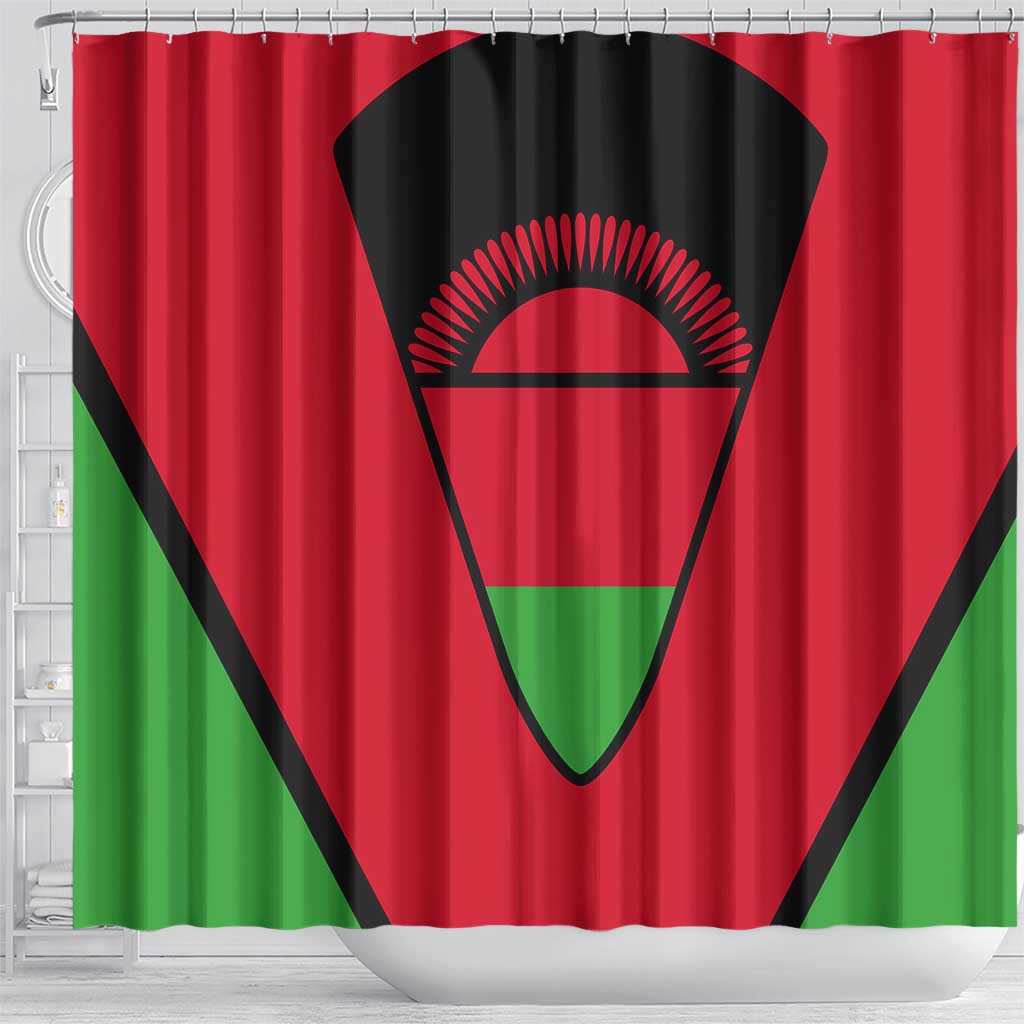 Malawi Flag Shower Curtain Colors Blended with National Emblem - Symbolic Design