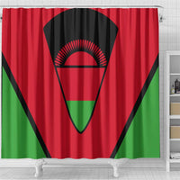 Malawi Flag Shower Curtain Colors Blended with National Emblem - Symbolic Design