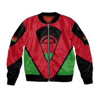 Malawi Flag Sleeve Zip Bomber Jacket Colors Blended with National Emblem - Symbolic Design