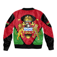 Malawi Flag Sleeve Zip Bomber Jacket Colors Blended with National Emblem - Symbolic Design