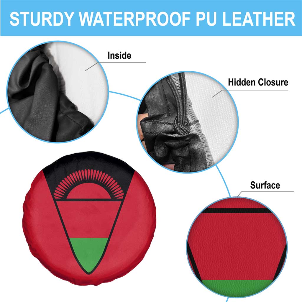 Malawi Flag Spare Tire Cover Colors Blended with National Emblem - Symbolic Design