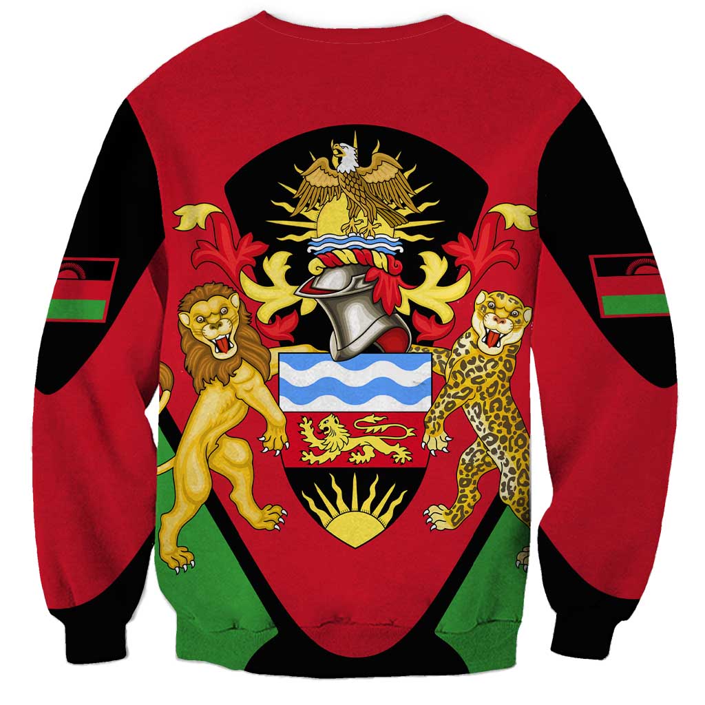 Malawi Flag Sweatshirt Colors Blended with National Emblem - Symbolic Design