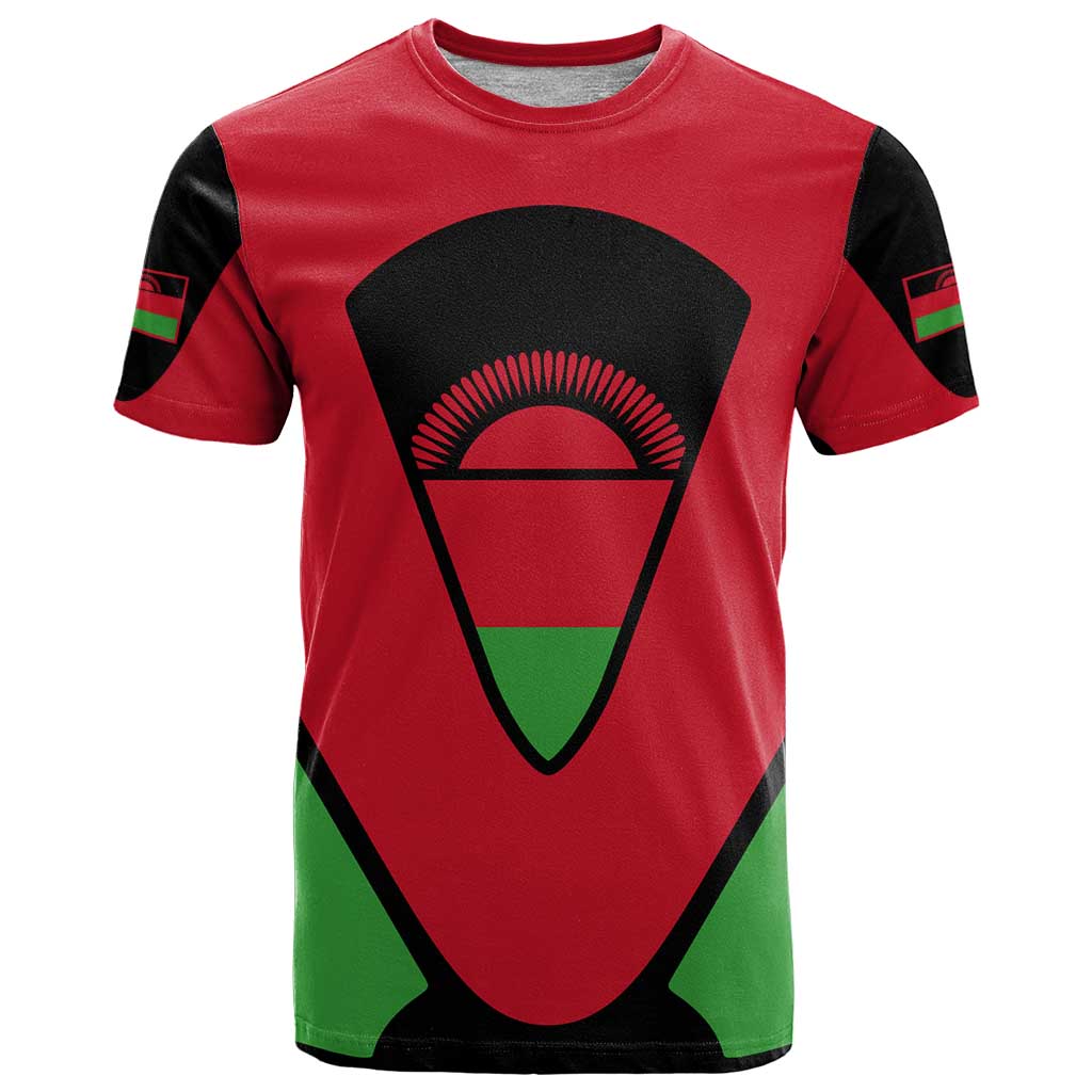 Malawi Flag T Shirt Colors Blended with National Emblem - Symbolic Design